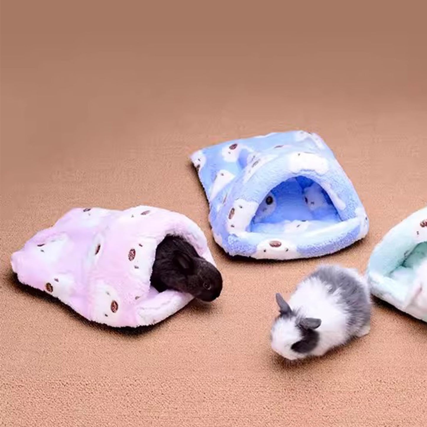 Guinea Pig Hideout Bed Rabbit Hamster House Cave Cozy Nest for Squirrel Chinchilla Ferret Sugar Glider Small Animal Supplier Cage Accessories(L, Blue)