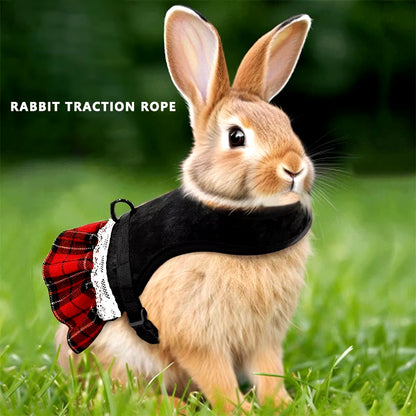 Cute Rabbit Chest Harness with Leash Christmas Pet Vest Rabbit Rope with Skirt Cat Dutch Pig Chest