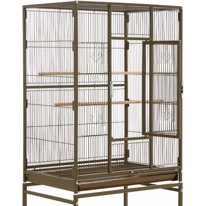 54"H Large Rolling Metal Pet Cage with Detachable Stand，Palmer Green