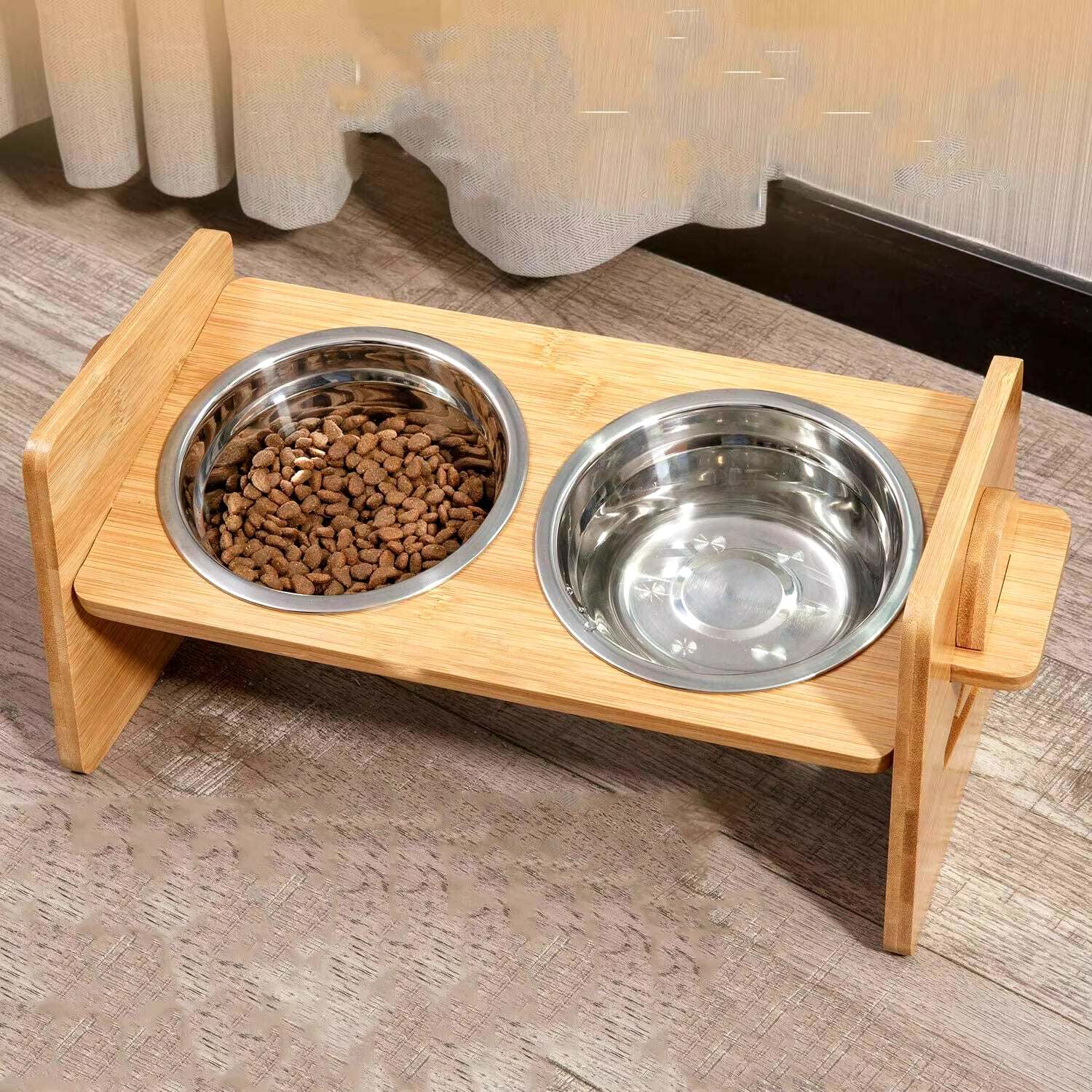 Raised Pet Dog Bowl ,Adjustable Elevated Stand Bowl Neck Care Feeder for Dog Cat Food and Water Bowl Stand Feeder Stainless Bowl