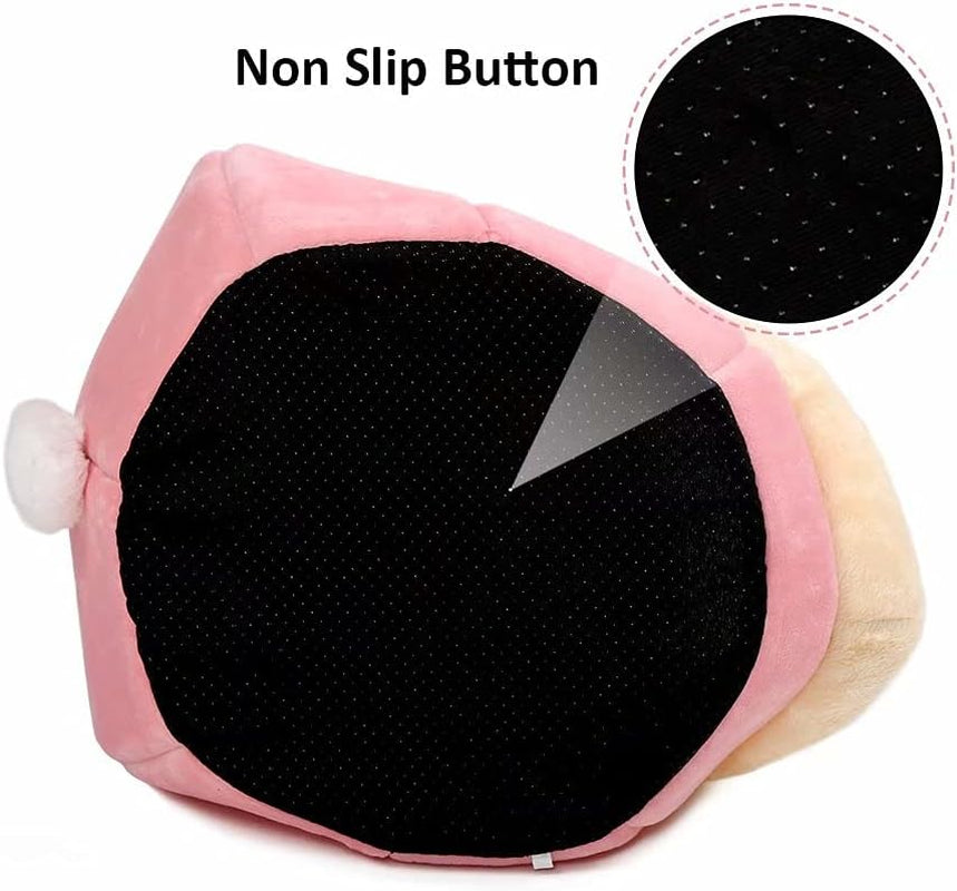 Cat Beds for Indoor Cats - Small Dog Bed with Anti-Slip Bottom, Rabbit-Shaped Cat/Small Dog Cave with Hanging Toy, Puppy Bed with Removable Cotton Pad, Super Soft Calming Pet Sofa Bed (Pink Small)