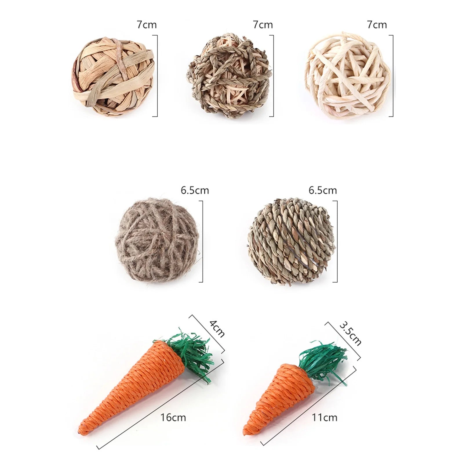 3Pack Guinea Pig Bunny Toys - Treats, Play Balls Rolling Chew Toys, Carrot Toys, for Rabbits, Chinchillas, Guinea Pigs, Hamsters