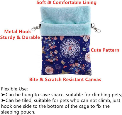 d Sugar Gliders Sleeping Pouch Bag Small Pet Cotton Hanging Warm Comfortable Nest Bed for Small Animals Squirrels Marmosets Rats Hamster (Medium,Blue Deer) …