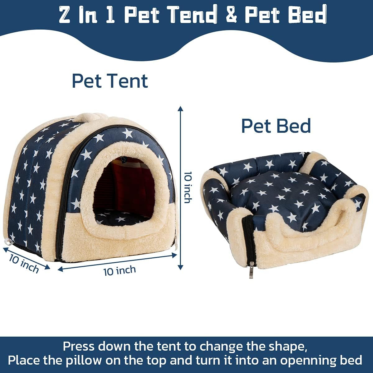 Guinea Pig Bed Rabbit Bed Cozy Guinea Pig Hideout House Bunny Hideout for Rabbits Hamster Bunny Rats Chinchilla Cave Bed Small Animal Bed (Stars)