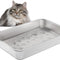 Stainless Steel Litter Box for Cat and Rabbit,Odor Control Litter Pan,Non Stick Easy to Clean,Never Bend,Rust Proof High Sides Non Slip Rubber Feets (4 Inches Deep, 24'' X 16'' X 4'')