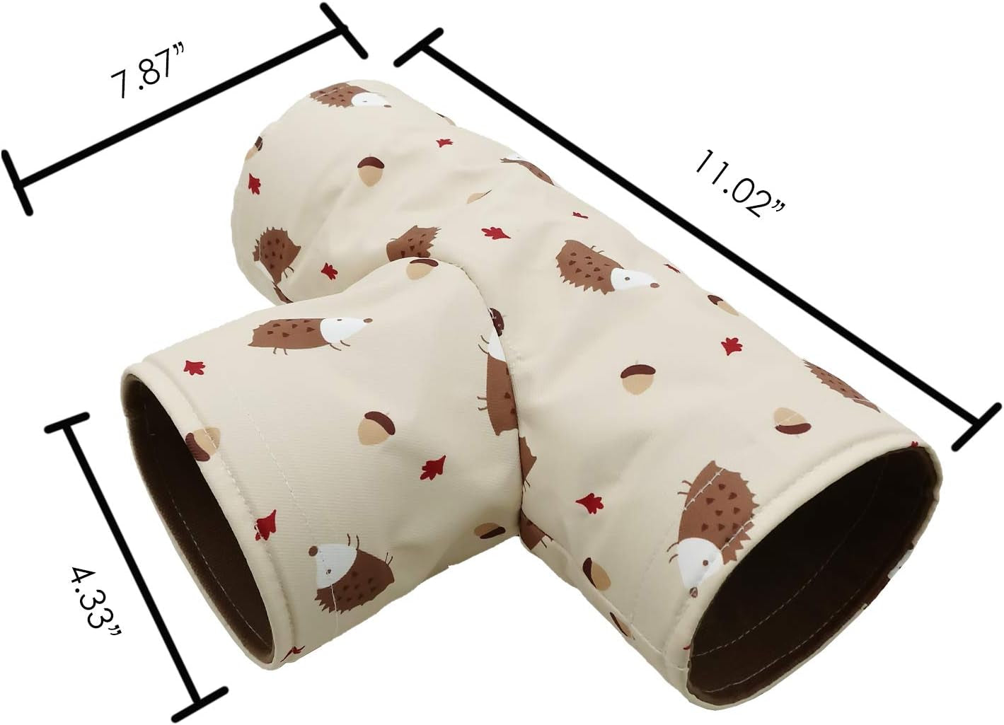 Handmade Small Animal 3-Way Hideout Tunnel Collapsible Pet Play Toy Tunnel Tube for Dwarf Rabbit Hamster Guinea Pig Chinchilla Sugar Glider Hedgehog (Beige)