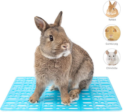 2 Pieces Rabbit Playpen Feet Mats for Cage, Comes with 4 Fixed Tabs (Blue)