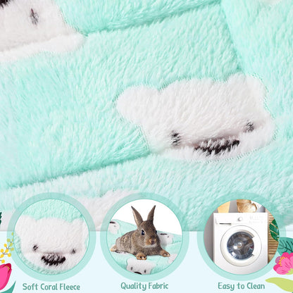 2 Pieces Guinea Pig Bed Rabbit Bed Small Animal Hamster Warm Mats Winter Warm for Bunny Hamster Squirrel Hedgehog Chinchilla Small Animal Accessories(Green, Blue,Bear Pattern)