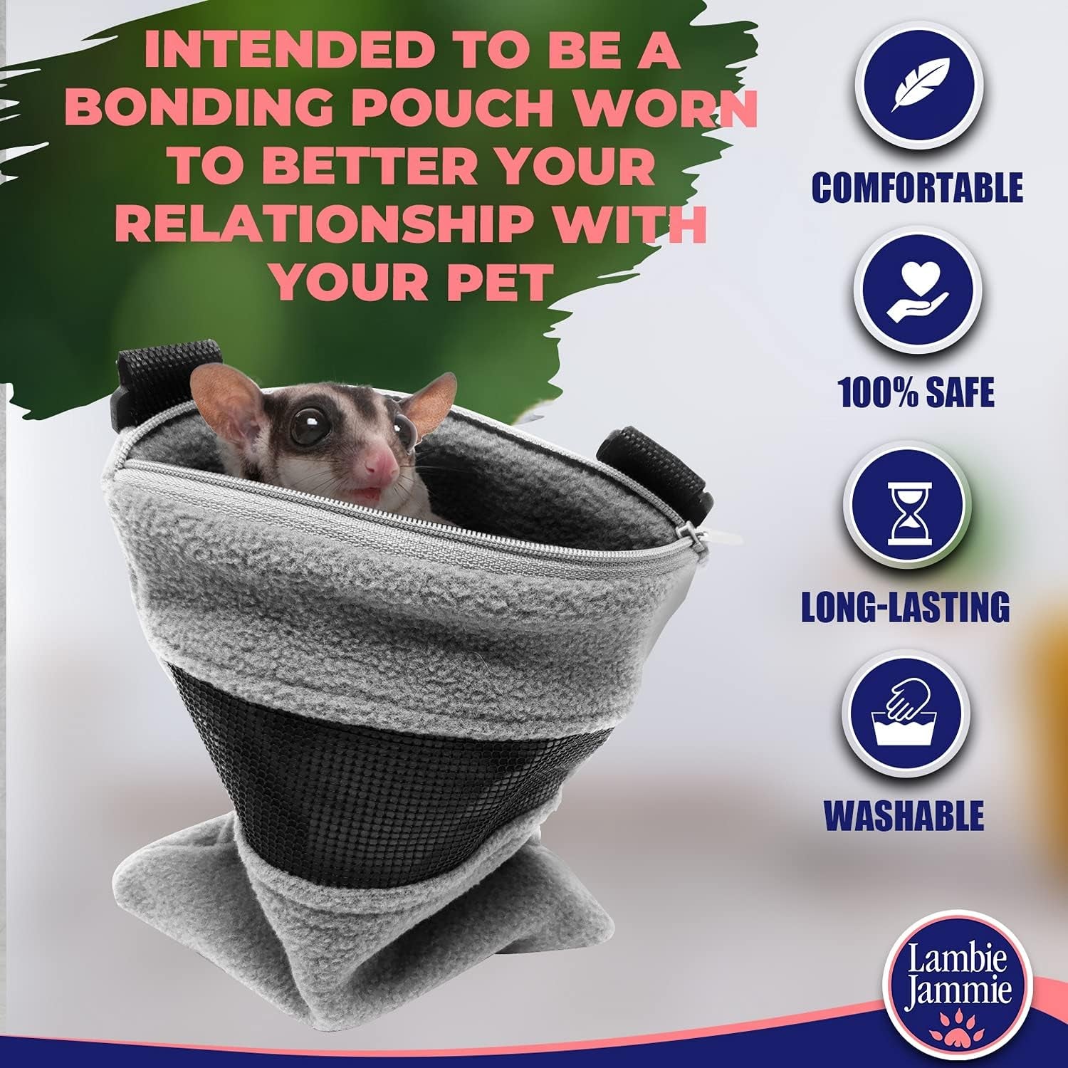 Grey Bonding Pouch for Sugar Gliders, Hedgehogs, Bunnies, or Other Small Pets, Great for Bonding and Sleeping to Better Your Relationship with Your Pet (Medium 8"X6")