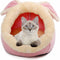 Cat Beds for Indoor Cats - Small Dog Bed with Anti-Slip Bottom, Rabbit-Shaped Cat/Small Dog Cave with Hanging Toy, Puppy Bed with Removable Cotton Pad, Super Soft Calming Pet Sofa Bed (Pink Small)