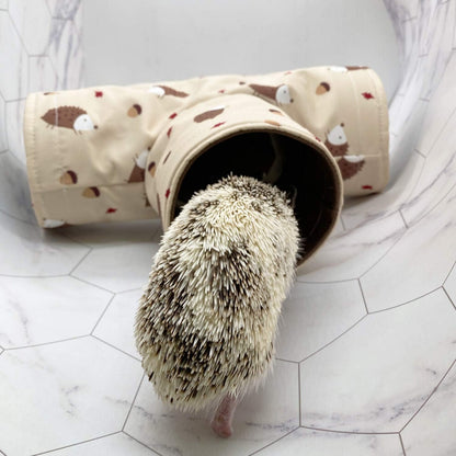 Handmade Small Animal 3-Way Hideout Tunnel Collapsible Pet Play Toy Tunnel Tube for Dwarf Rabbit Hamster Guinea Pig Chinchilla Sugar Glider Hedgehog (Beige)