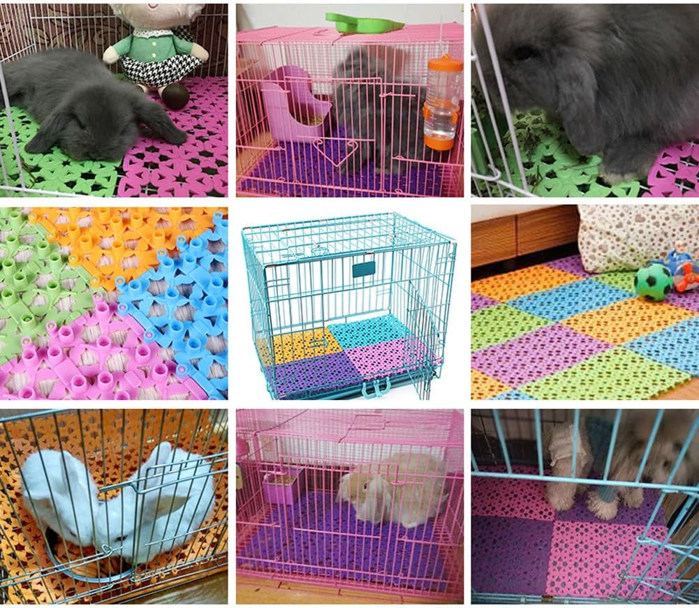 4-Pack Pet Mat for Bunny Rabbit Cage, 11.8 X 7.87 Inches per Pieces Plastic Heart Hole Splice Feet Pad Water Leak Holder in Cages Dog Cat Rabbit Mats (Colorful)