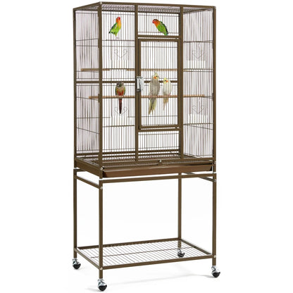 54"H Large Rolling Metal Pet Cage with Detachable Stand，Palmer Green