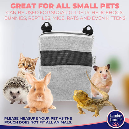 Grey Bonding Pouch for Sugar Gliders, Hedgehogs, Bunnies, or Other Small Pets, Great for Bonding and Sleeping to Better Your Relationship with Your Pet (Medium 8"X6")