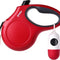 Retractable Dog Leash with Dispenser and Poop Bags, 16 Ft Pet Walking Leash for Medium Dog or Cat up to 44 Lbs, Anti-Slip Handle, Tangle Free, Reflective Nylon Tape (M, Red)