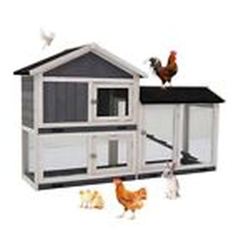 Rabbit Hutch Bunny Cage, Large Wooden Rabbit House Indoor Outdoor with Black