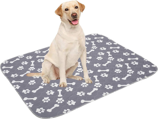 2 Pack Non-Slip Dog Pee Mat Crate Pad for Pets Dogs Cats Washable Reusable Dog Pads and Dog Training Pad with Soft Cotton Blend, Leak Proof, Super Absorbency - Gray - L