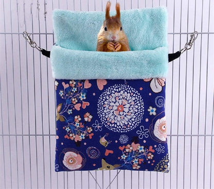 d Sugar Gliders Sleeping Pouch Bag Small Pet Cotton Hanging Warm Comfortable Nest Bed for Small Animals Squirrels Marmosets Rats Hamster (Medium,Blue Deer) …