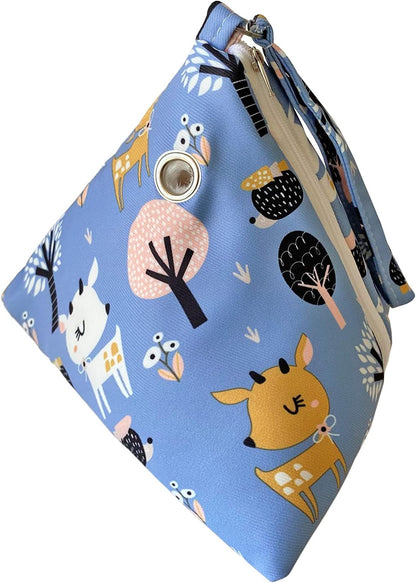 Handmade Sugar Glider Bonding Pouch Hamster Carrier Bag Small Animal Portable Travel Bag Breathable Vent for Squirrel Rat (Sea Foam Blue with Faux Rabbit Fur Inner)