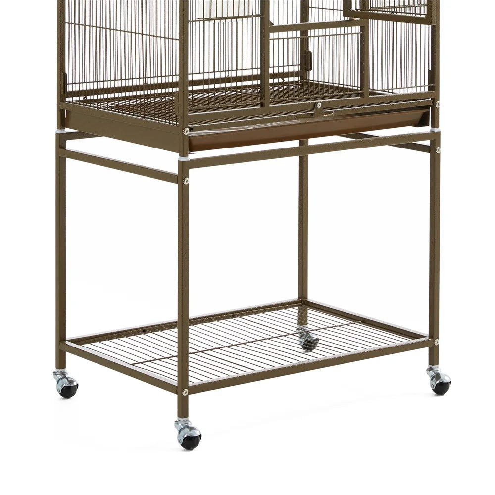 54"H Large Rolling Metal Pet Cage with Detachable Stand，Palmer Green