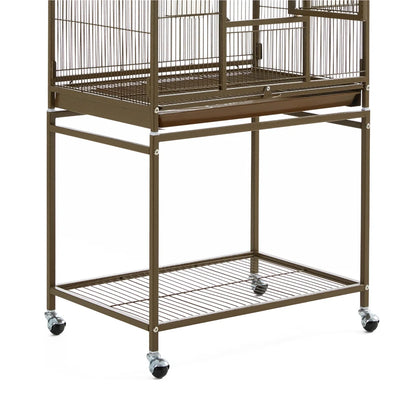 54"H Large Rolling Metal Pet Cage with Detachable Stand，Palmer Green