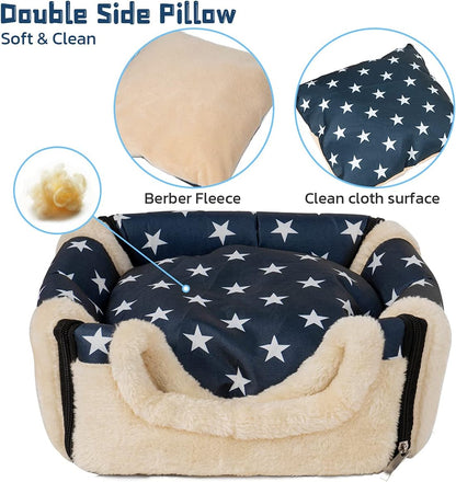 Guinea Pig Bed Rabbit Bed Cozy Guinea Pig Hideout House Bunny Hideout for Rabbits Hamster Bunny Rats Chinchilla Cave Bed Small Animal Bed (Stars)