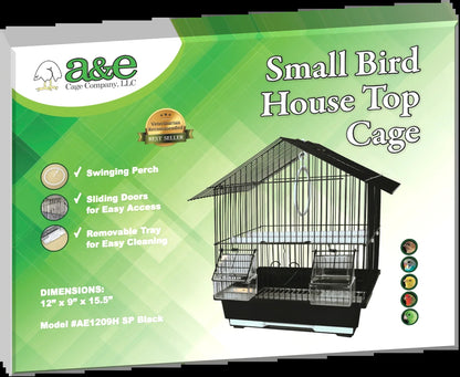 Compact and Stylish House Style Small Bird Cage - Black