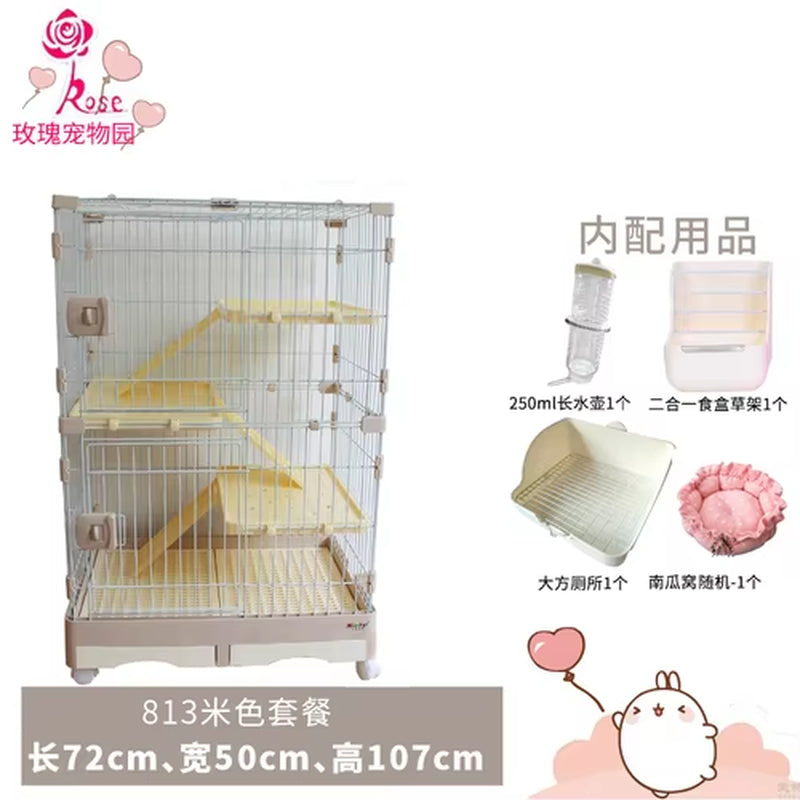 Rabbit Cage Automatic Dung Cleaning Rabbit Cage Household Extra Large Rabbit Cage Rabbit Villa Nest Rabbit House Pet Cage