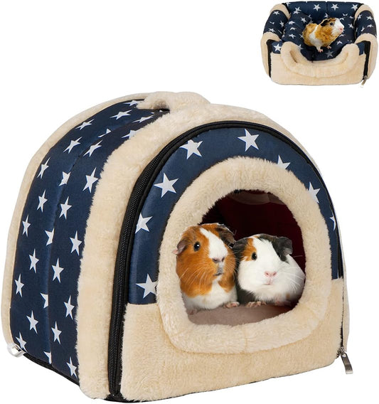 Guinea Pig Bed Rabbit Bed Cozy Guinea Pig Hideout House Bunny Hideout for Rabbits Hamster Bunny Rats Chinchilla Cave Bed Small Animal Bed (Stars)