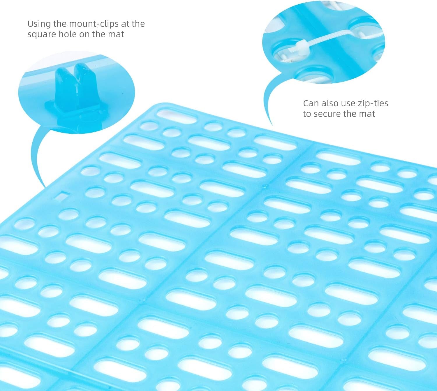 2 Pieces Rabbit Playpen Feet Mats for Cage, Comes with 4 Fixed Tabs (Blue)