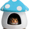 Warm Small Pet Animals Bed Dutch Pig Hamster Nest Hedgehog Rat Chinchilla Guinea Habitat Mini House, Blue Mushroom