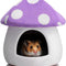 Warm Small Pet Animals Bed Dutch Pig Hamster Nest Hedgehog Rat Chinchilla Guinea Habitat Mini House, Purple Mushroom