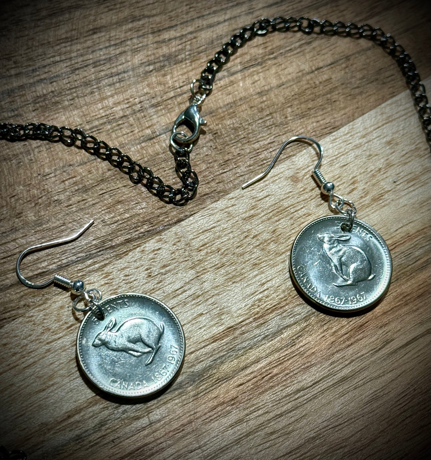 Pair of 1967 Centennial Canadian Nickels Custom-Made .925 Sterling Silver Earrings with Optional Birthstone Pendants