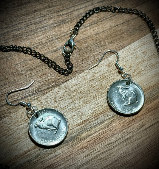 Pair of 1967 Centennial Canadian Nickels Custom-Made .925 Sterling Silver Earrings with Optional Birthstone Pendants