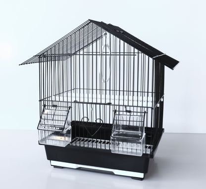 Compact and Stylish House Style Small Bird Cage - Black