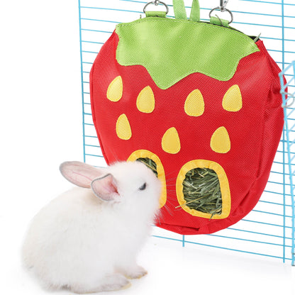 Rabbit Hay Feeder Bag for Cage Guinea Pig Timothy Hay Dispenser Storage Manger Hanging Large Less Waste for Bunny