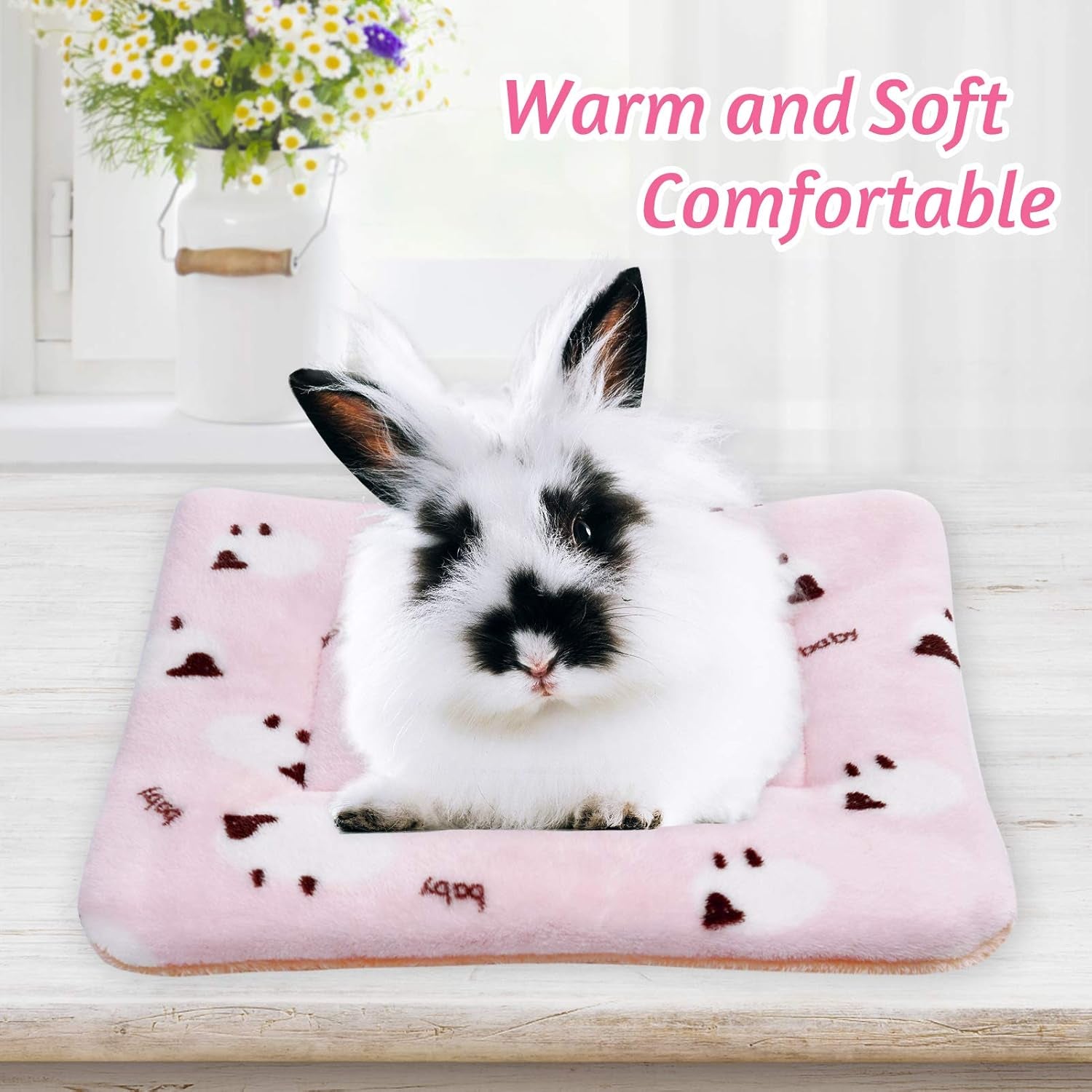 2Pcs Small Animal Plush Bed, Guinea Pig Hamster Rabbit Bed Mat for Bunny,Chinchilla,Squirrel,Hedgehog 12X14Inch (Strawberry&Sheep)