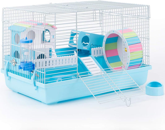 Large Hamster Cage Gerbil Haven Habitat Small Animal Cage (Blue)