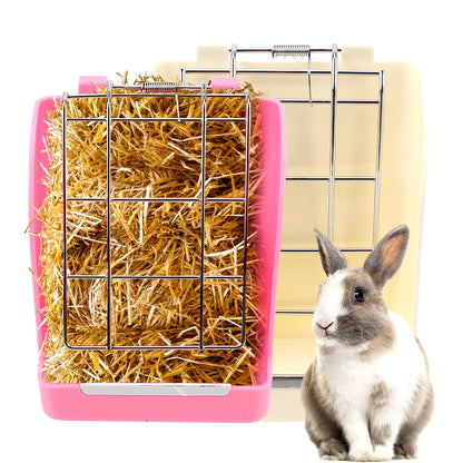 Spring Type Rabbit Grass Frame Rack Rabbit Food Basket Hay Feeder Guinea Pigs Feeding Bowl Accessories