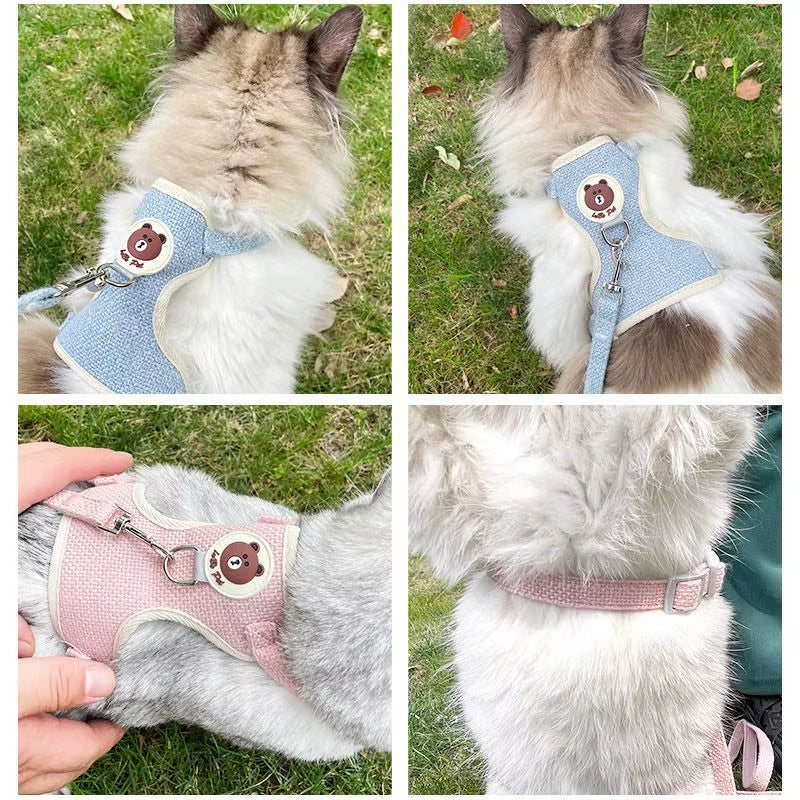 Newest Cute Rabbit Harness and Leash Set Bunny Pet Accessories Vest Harnesses Rabbit Leashes for Outdoor Walking Pets Supplies