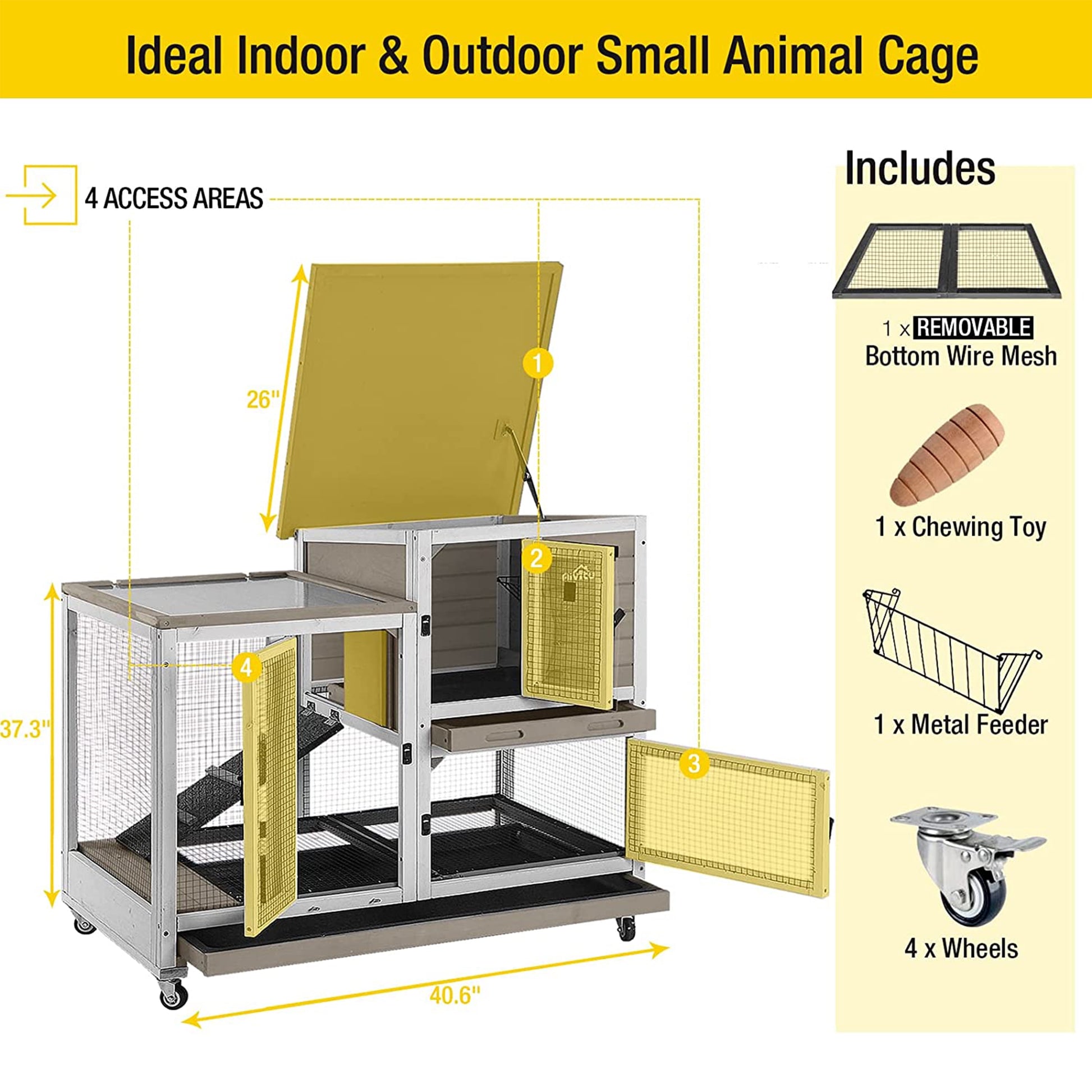 Wooden Rabbit Hutch Outdoor Bunny Cage Indoor Guinea Pig House for Small Animals - Mocca