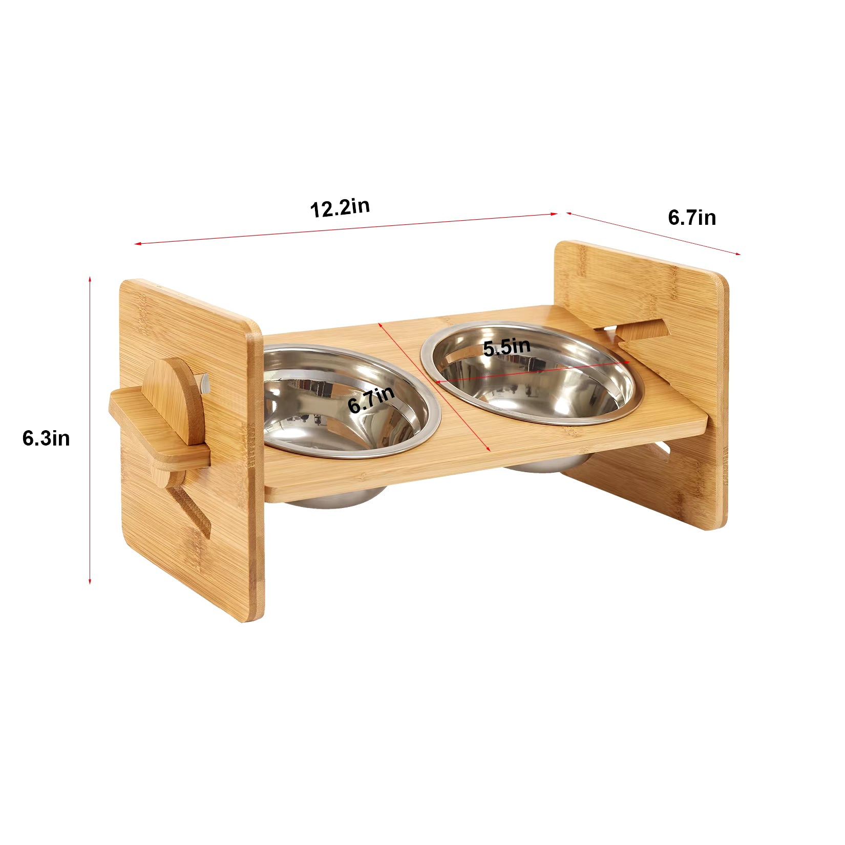 Raised Pet Dog Bowl ,Adjustable Elevated Stand Bowl Neck Care Feeder for Dog Cat Food and Water Bowl Stand Feeder Stainless Bowl