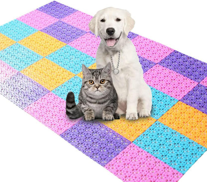 4-Pack Pet Mat for Bunny Rabbit Cage, 11.8 X 7.87 Inches per Pieces Plastic Heart Hole Splice Feet Pad Water Leak Holder in Cages Dog Cat Rabbit Mats (Colorful)