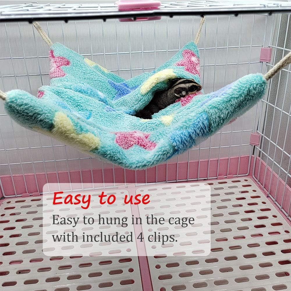 Envelope Shape Small Pet Hanging Nap Sack Sleep Bag Bed, Sugar Glider Cage Hammock, Guinea Pig Cage Accessories Bedding for Critter