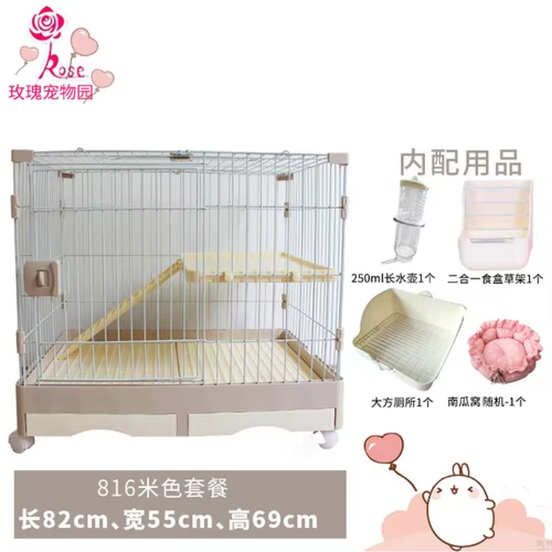 Rabbit Cage Automatic Dung Cleaning Rabbit Cage Household Extra Large Rabbit Cage Rabbit Villa Nest Rabbit House Pet Cage