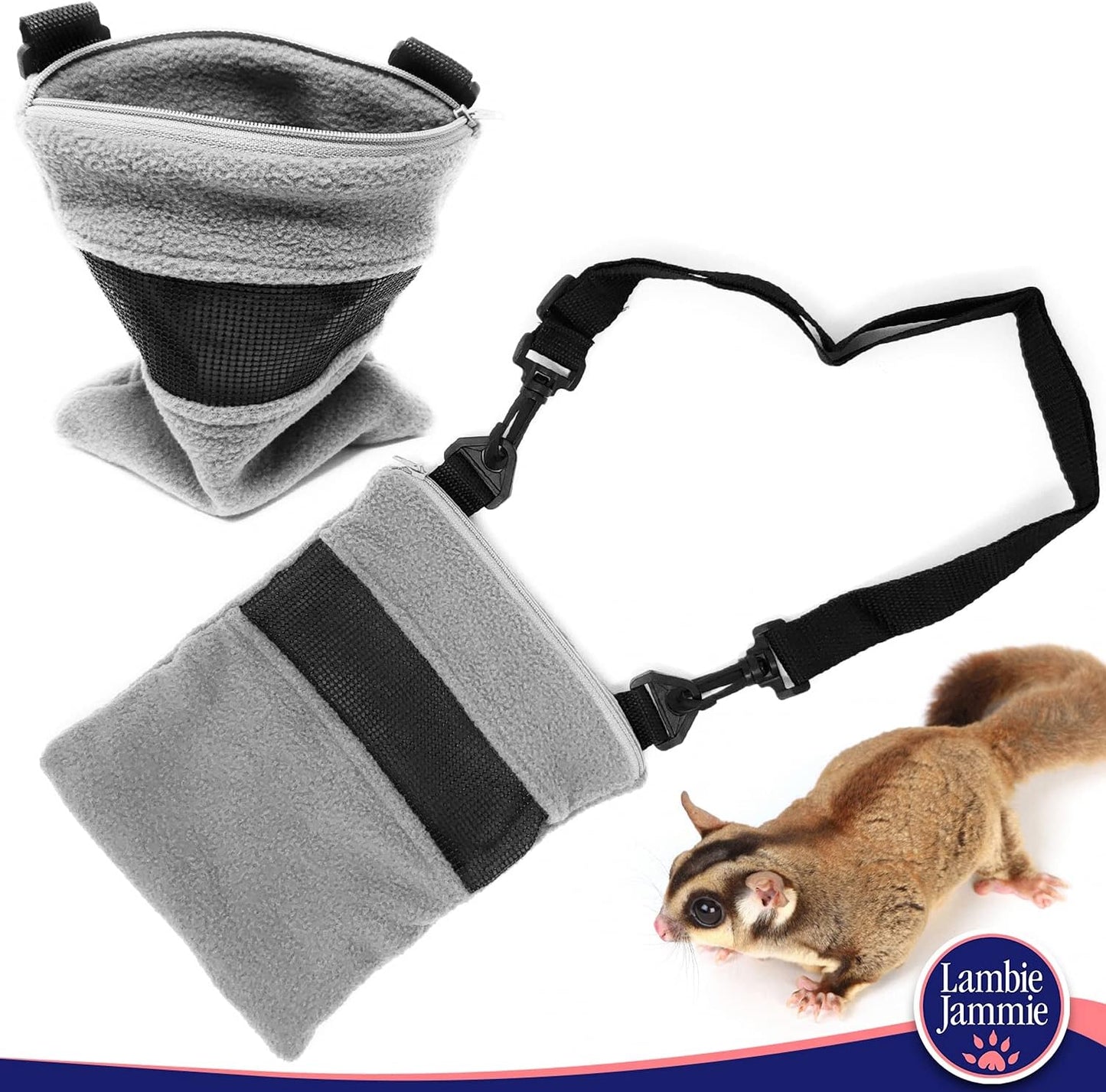 Grey Bonding Pouch for Sugar Gliders, Hedgehogs, Bunnies, or Other Small Pets, Great for Bonding and Sleeping to Better Your Relationship with Your Pet (Medium 8"X6")