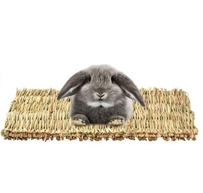 3 Pack Natural Wood Rabbit Bunny Mat Toy Bed for Small Animals like Guinea Pig and Parrot - Durable and Cozy Straw Mat Set