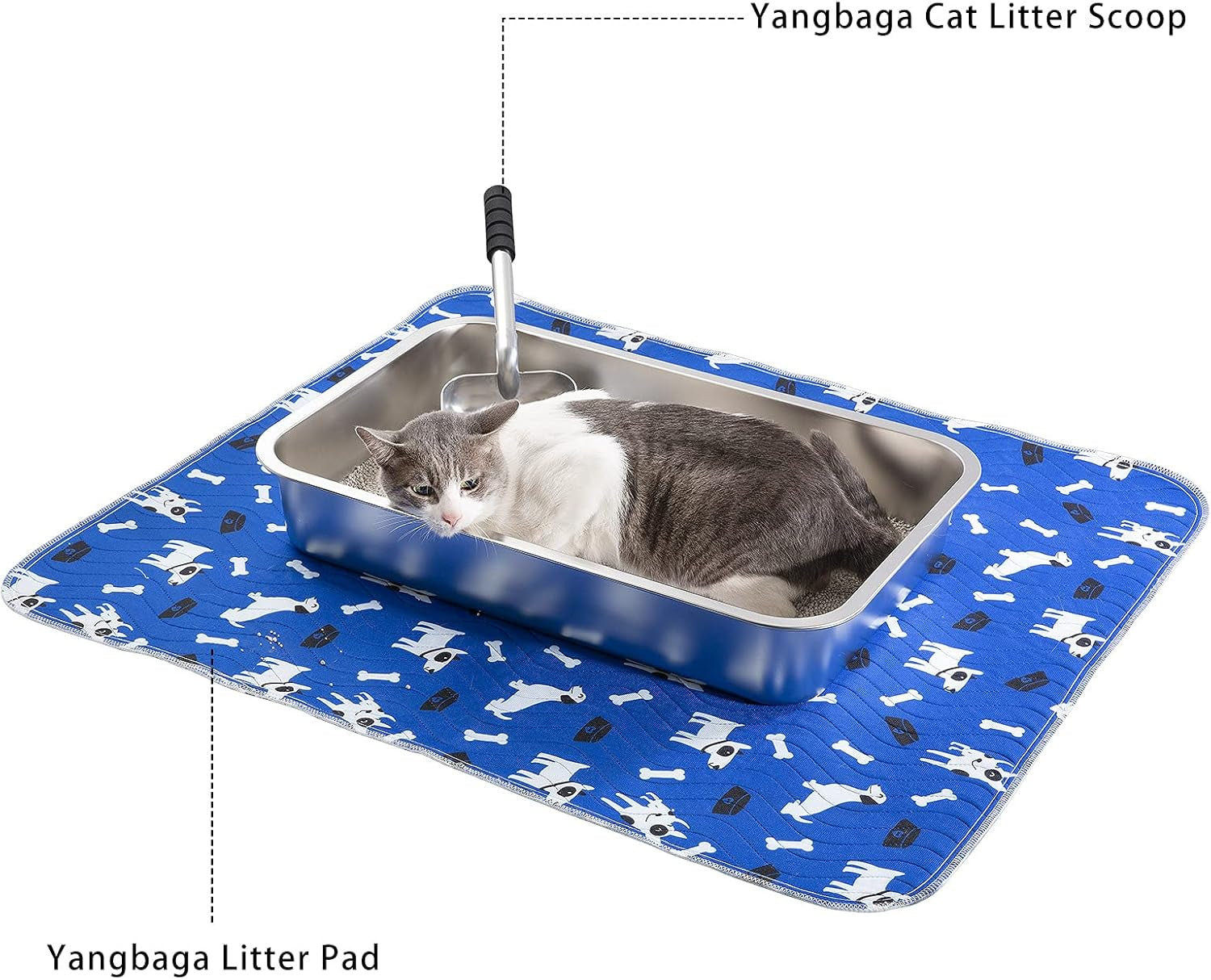 Stainless Steel Litter Box for Cat and Rabbit,Odor Control Litter Pan,Non Stick Easy to Clean,Never Bend,Rust Proof High Sides Non Slip Rubber Feets (4 Inches Deep, 24'' X 16'' X 4'')