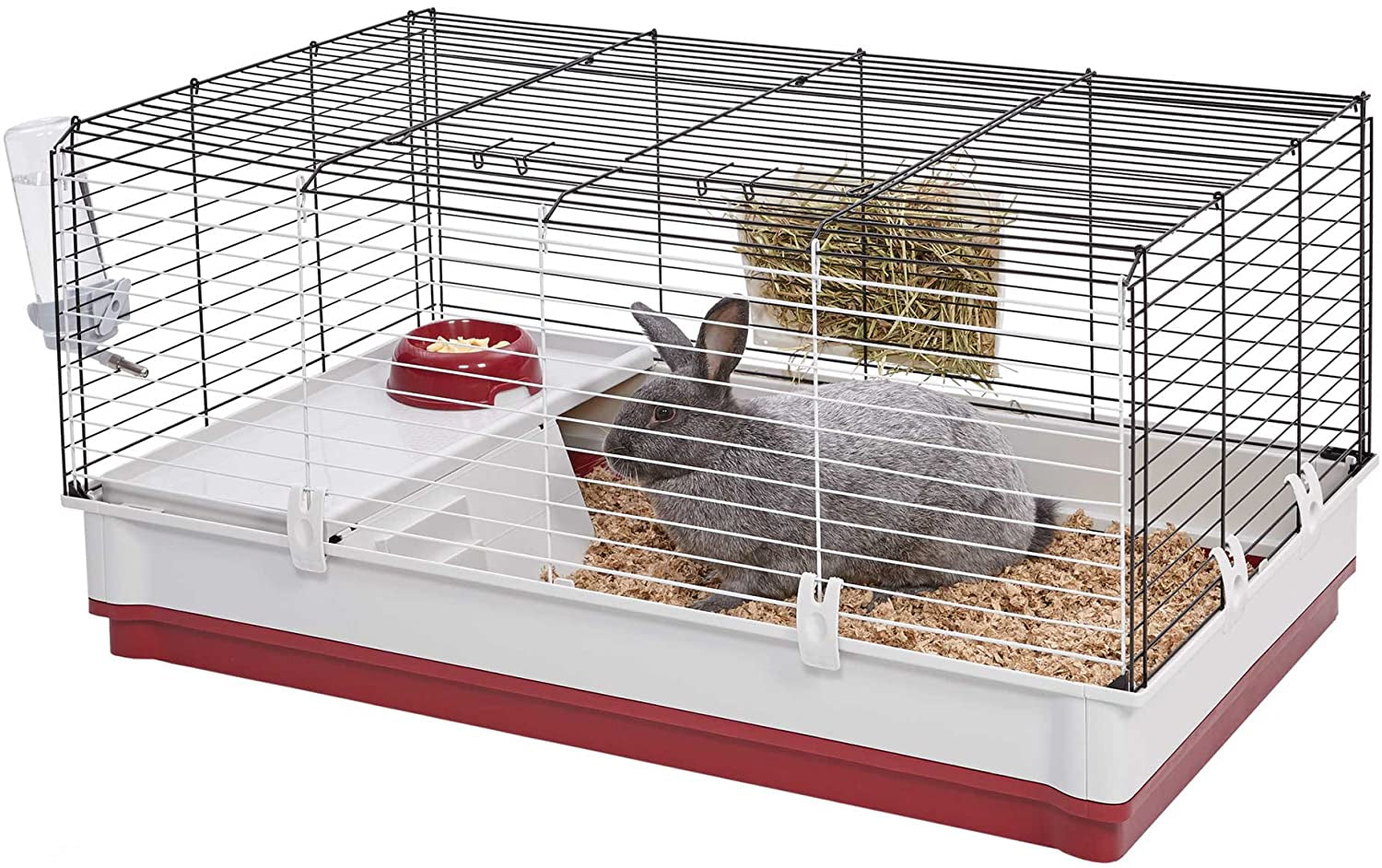 158 Wabbitat Deluxe Rabbit Home, Rabbit Cage, 39.5 L X 23.75 W X 19.75 H Inch, Maroon/White