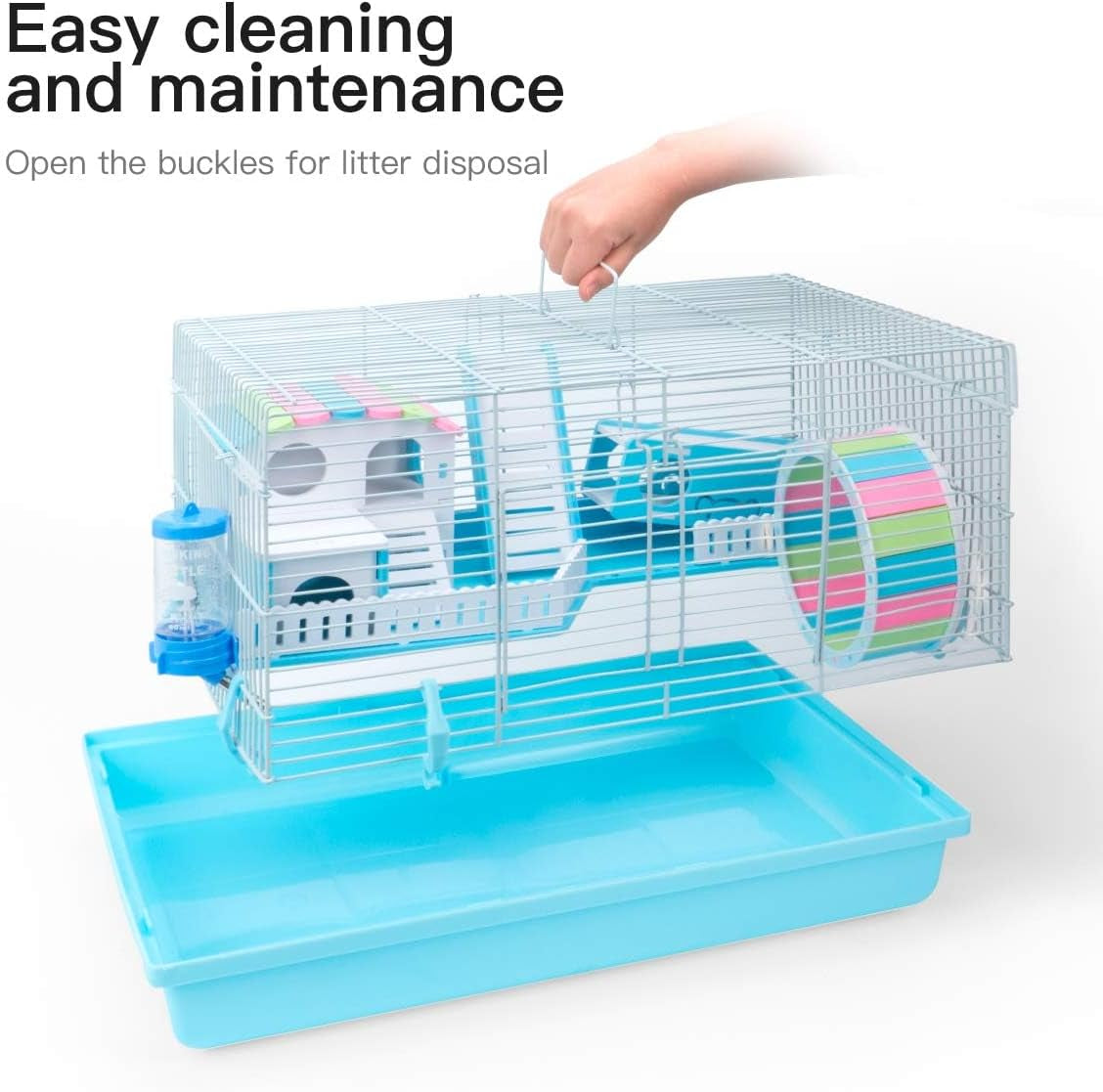 Large Hamster Cage Gerbil Haven Habitat Small Animal Cage (Blue)